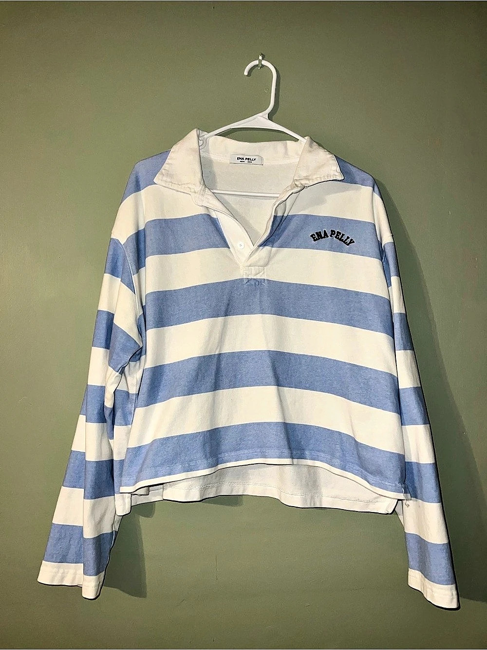 ENA PELLY Mel Panelled Polo Striped Cotton Rugby Jersey